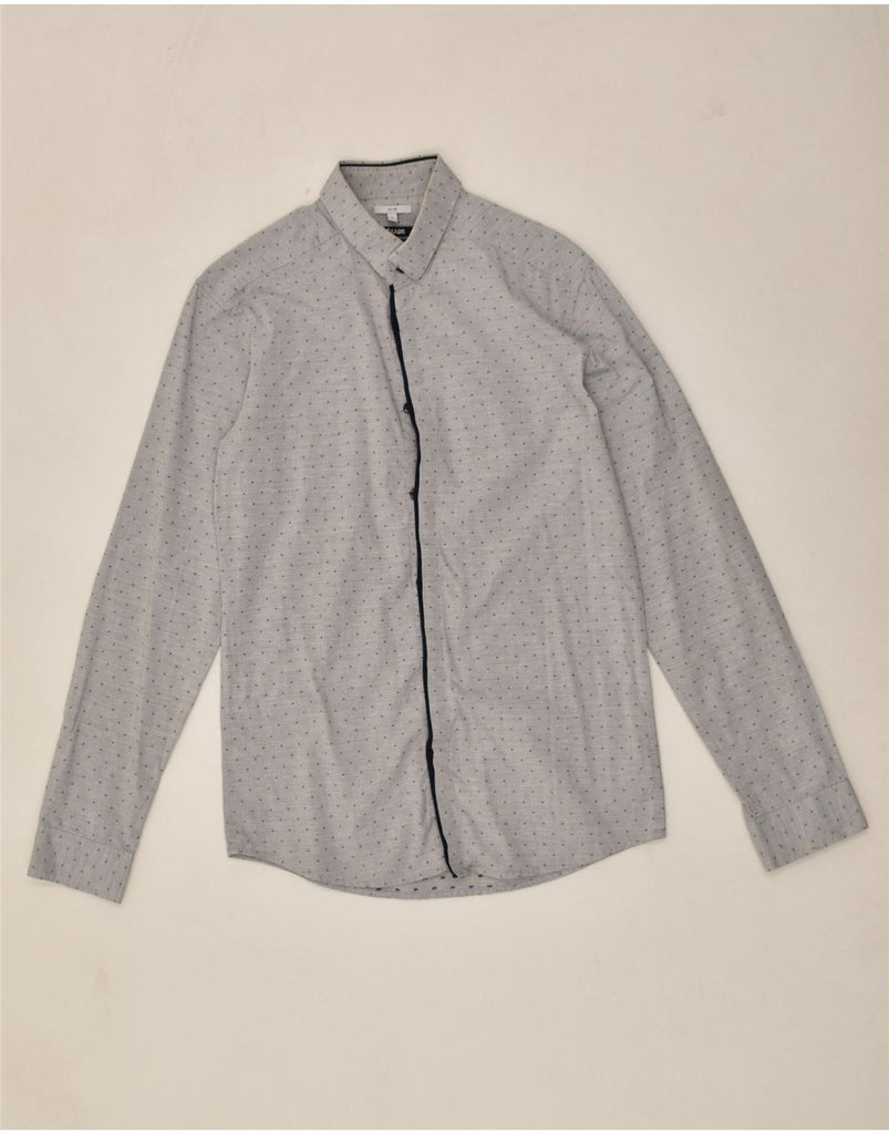 JULES Mens Slim Fit Shirt Small Grey Spotted Cotton | Vintage Jules | Thrift | Second-Hand Jules | Used Clothing | Messina Hembry 