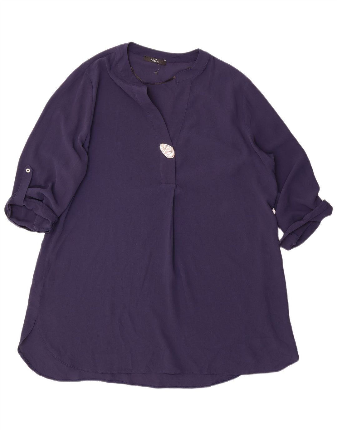 M&Co Womens 3/4 Sleeve Oversized Tent Dress UK 16 Large Navy Blue Polyester