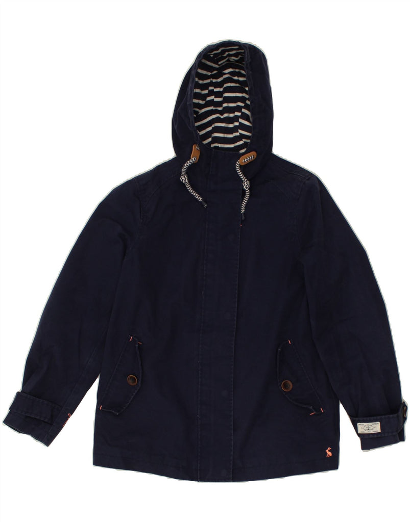 JOULES Womens Hooded Waterproof Jacket UK 10 Small Navy Blue Cotton | Vintage Joules | Thrift | Second-Hand Joules | Used Clothing | Messina Hembry 