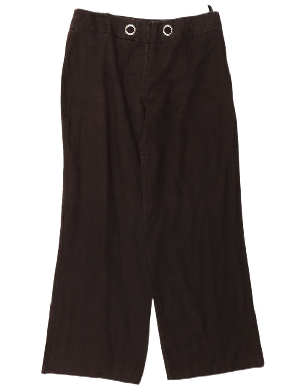 Marks & Spencer Womens Wide Leg Chino Trousers UK 12 Medium W30 L30 Maroon