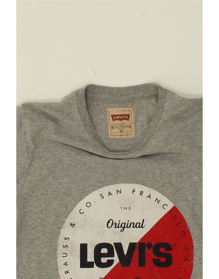 LEVI'S Boys Graphic T-Shirt Top 13-14 Years Grey Cotton Vintage Levi's and Second-Hand Levi's from Messina Hembry 