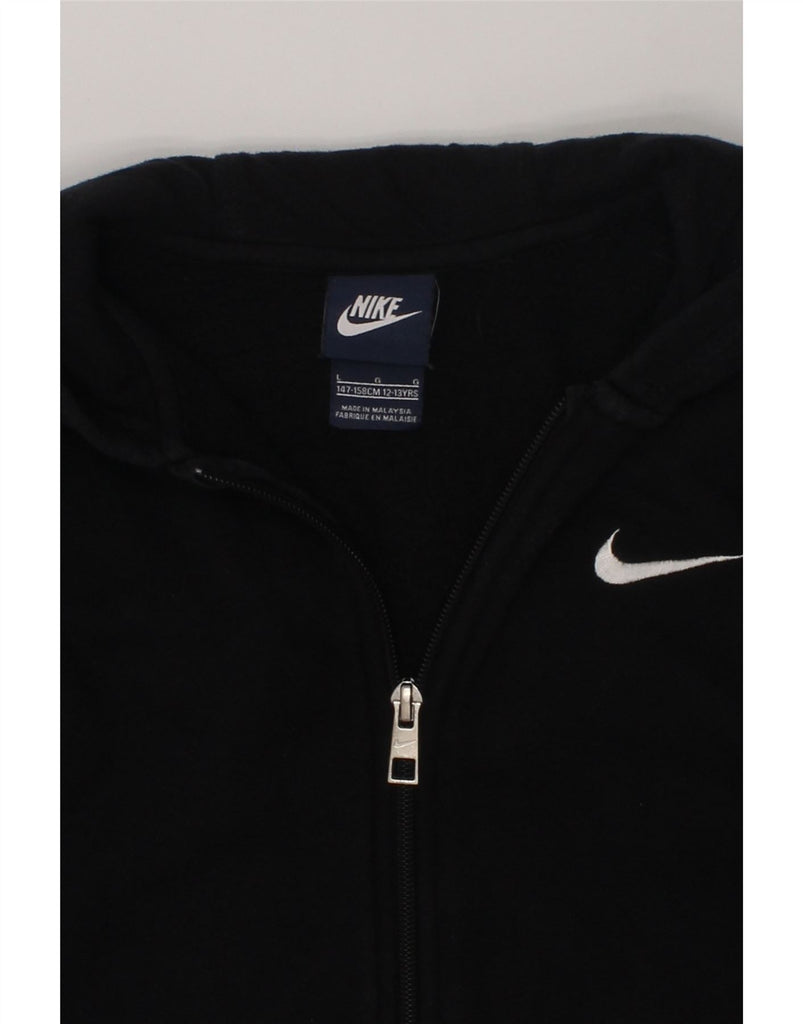 NIKE Boys Zip Hoodie Sweater 12-13 Years Large  Black Cotton | Vintage Nike | Thrift | Second-Hand Nike | Used Clothing | Messina Hembry 