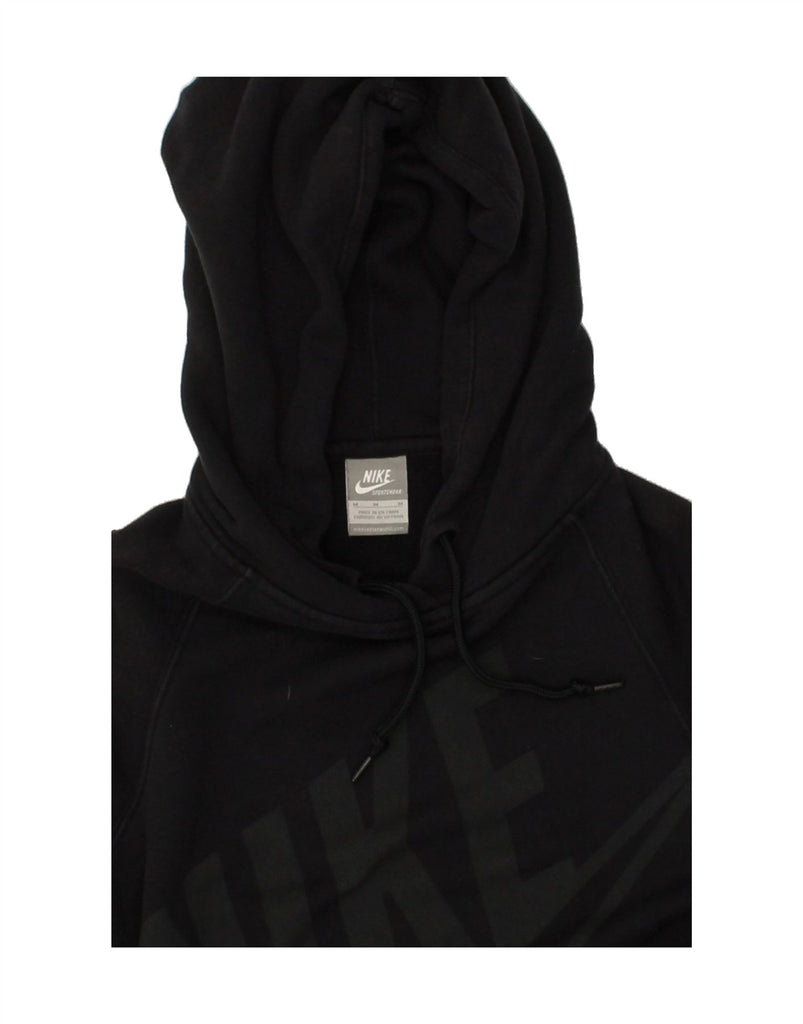 NIKE Womens Graphic Hoodie Jumper UK 14 Medium Black Cotton | Vintage Nike | Thrift | Second-Hand Nike | Used Clothing | Messina Hembry 