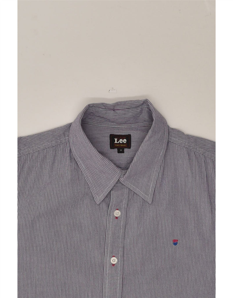 LEE Mens Shirt Medium Navy Blue Striped Cotton | Vintage Lee | Thrift | Second-Hand Lee | Used Clothing | Messina Hembry 