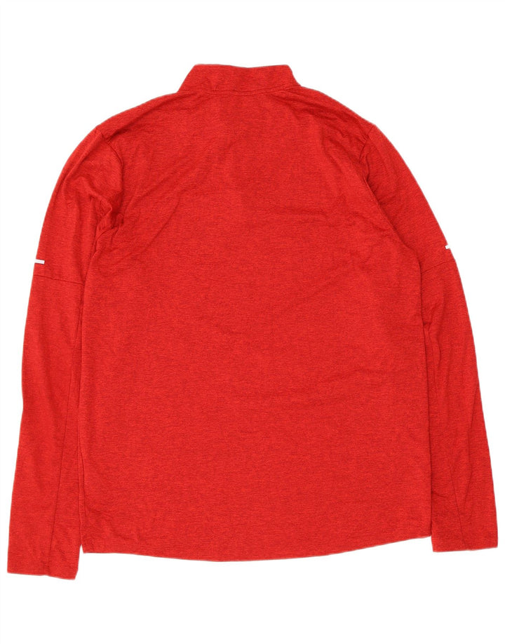 Nike Mens Dri Fit Zip Neck Pullover Tracksuit Top Medium Red Flecked