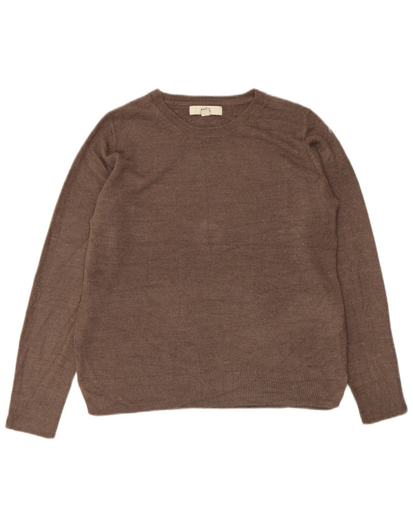 Marks & Spencer Womens Crew Neck Jumper Sweater UK 10 Small Brown Acrylic