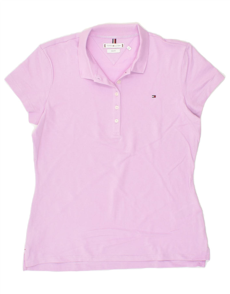 TOMMY HILFIGER Womens Slim Fit Polo Shirt UK 18 XL Pink Cotton | Vintage Tommy Hilfiger | Thrift | Second-Hand Tommy Hilfiger | Used Clothing | Messina Hembry 