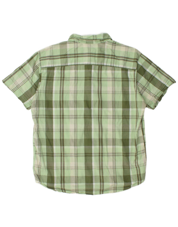 Columbia Mens Short Sleeve Regular Fit Shirt Large Green Check Cotton