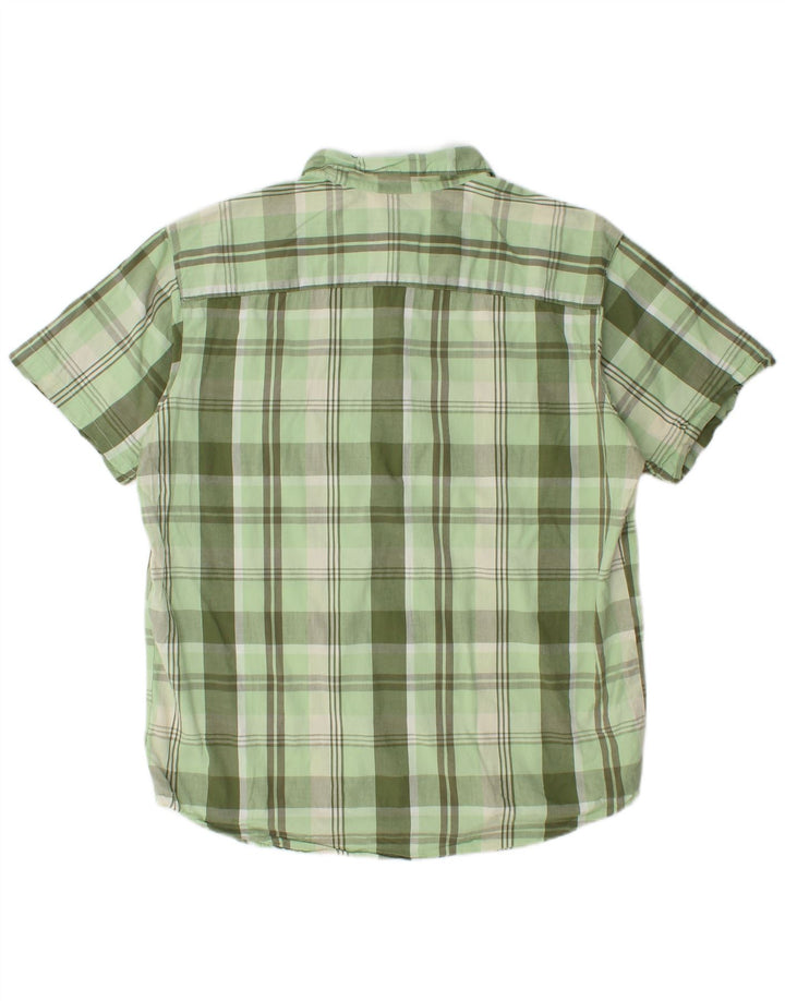 Columbia Mens Short Sleeve Regular Fit Shirt Large Green Check Cotton
