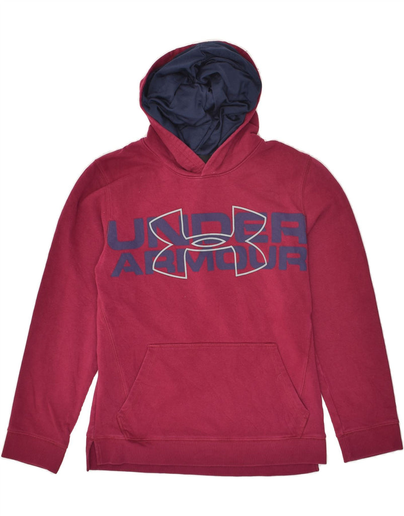 UNDER ARMOUR Boys Graphic Hoodie Jumper 14-15 Years Large Pink Cotton | Vintage Under Armour | Thrift | Second-Hand Under Armour | Used Clothing | Messina Hembry 