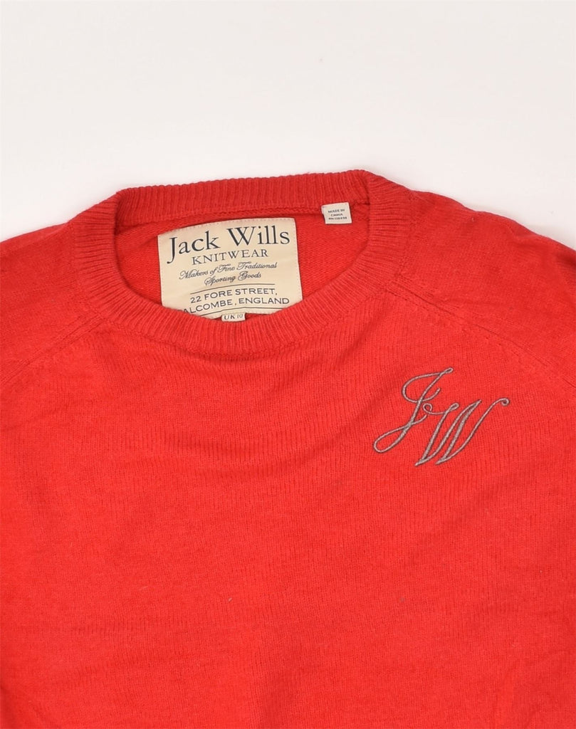 JACK WILLS Womens Crew Neck Jumper Sweater UK 10 Small Red Viscose | Vintage Jack Wills | Thrift | Second-Hand Jack Wills | Used Clothing | Messina Hembry 