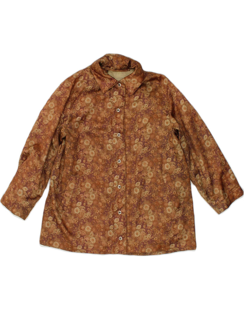 VINTAGE Womens Rain Jacket UK 18 XL Brown Floral Polyester | Vintage Vintage | Thrift | Second-Hand Vintage | Used Clothing | Messina Hembry 