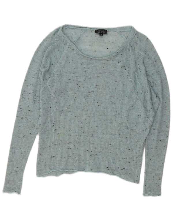 Topshop Womens Oversized Boat Neck Jumper Sweater UK 10 Small Blue Flecked