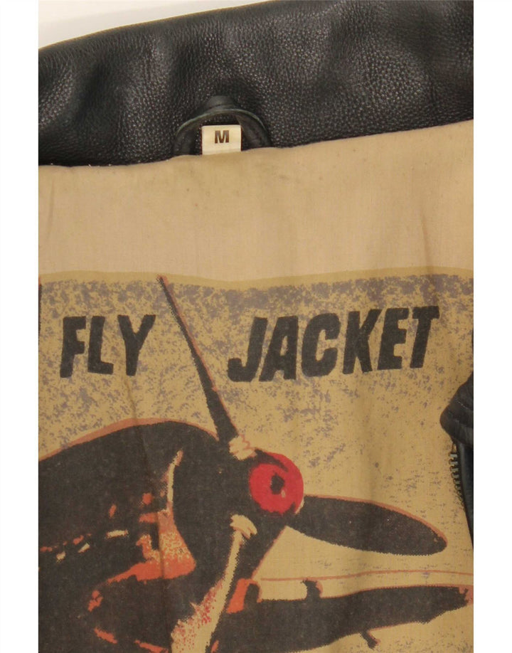 Fly Womens Leather Jacket UK 14 Medium Black Leather