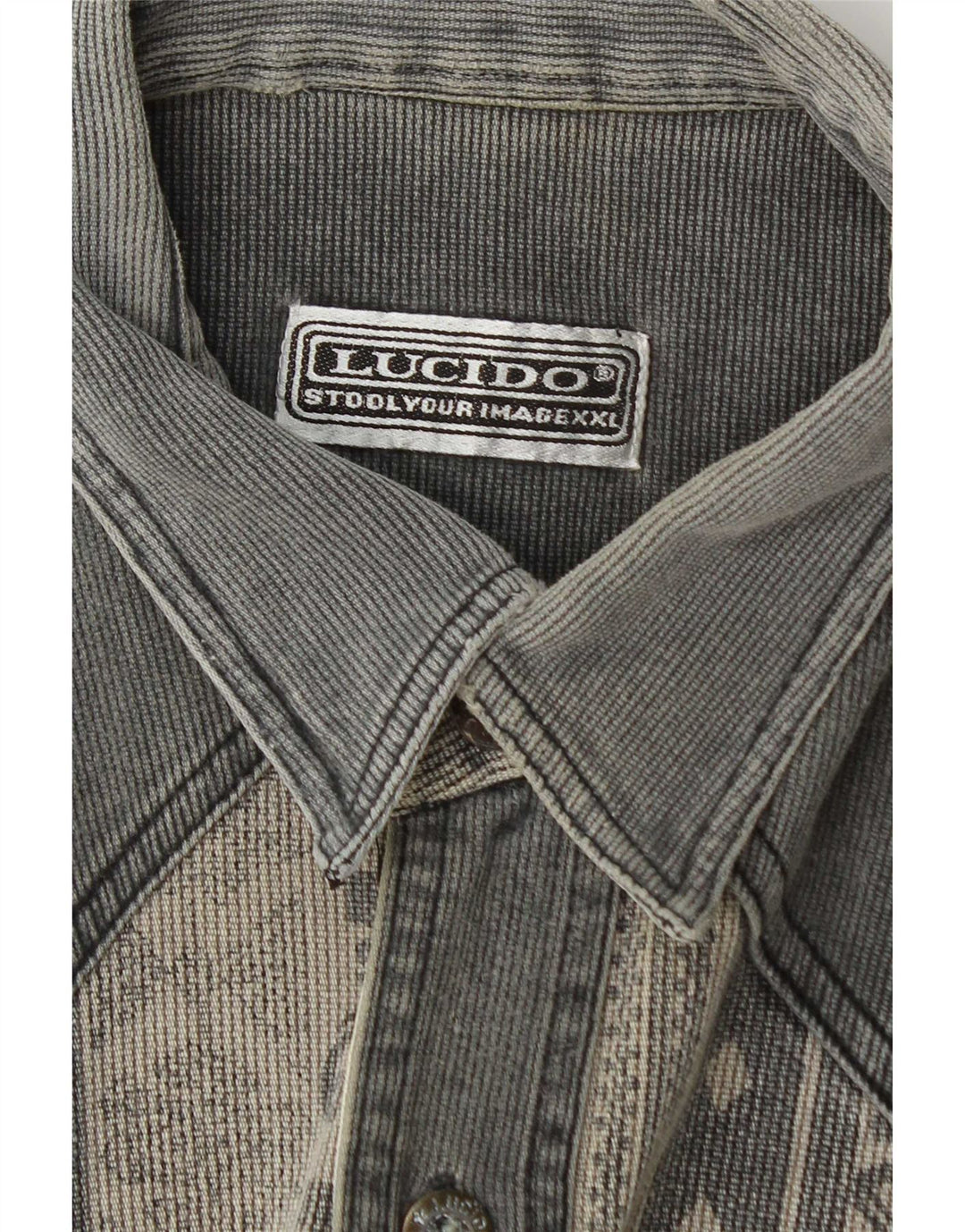Vintage Mens Shirt Large Grey Striped
