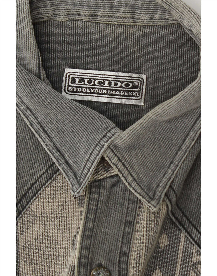 Vintage Mens Shirt Large Grey Striped