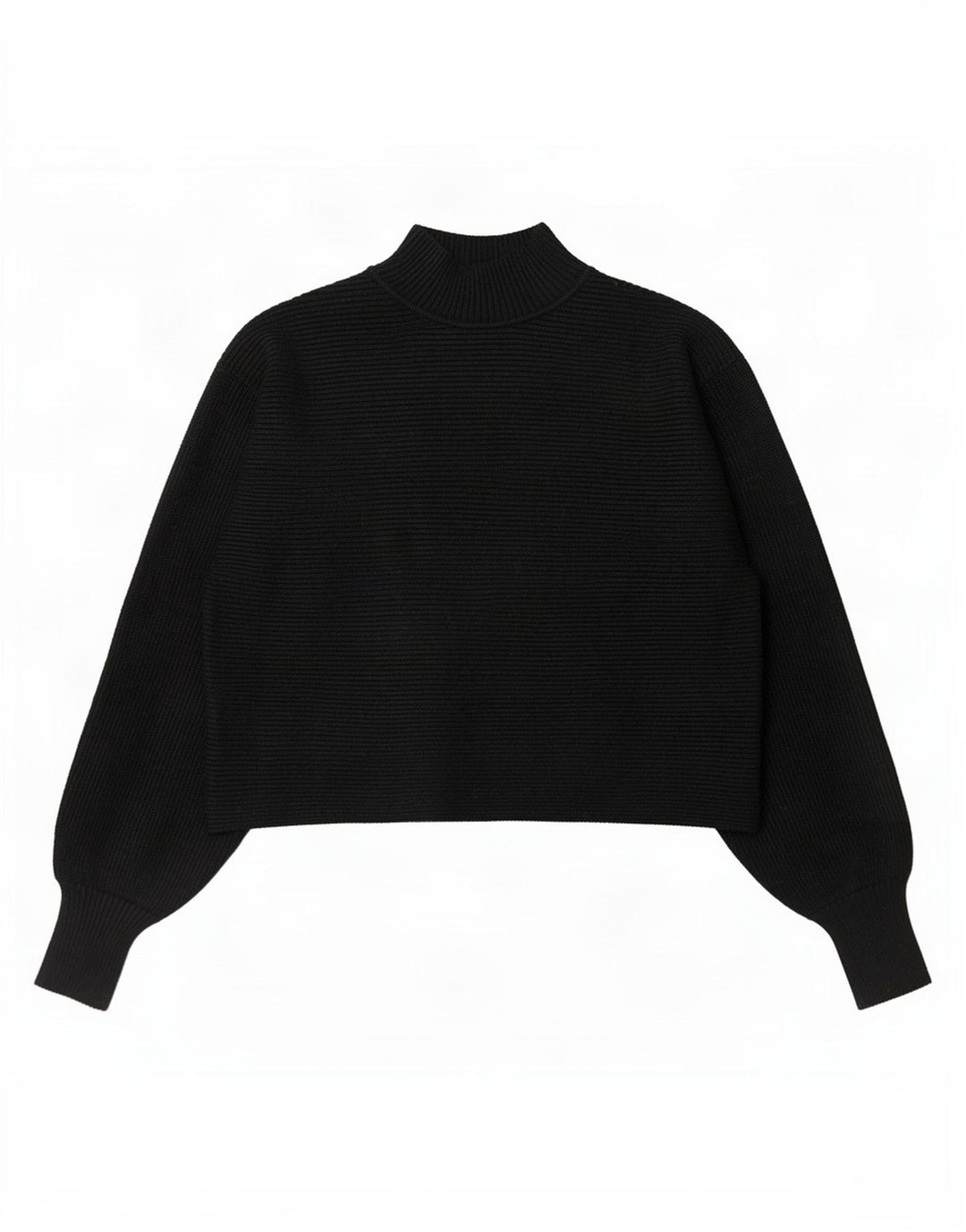 Zara Womens Crop Turtle Neck Jumper Sweater UK 12 Medium Black Striped