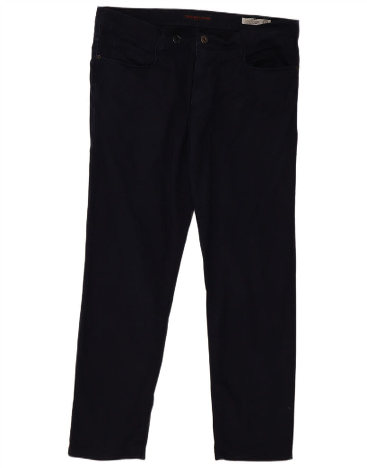 TRUSSARDI Mens Slim Casual Trousers IT 54 2XL W40 L32 Navy Blue Vintage Trussardi and Second-Hand Trussardi from Messina Hembry 
