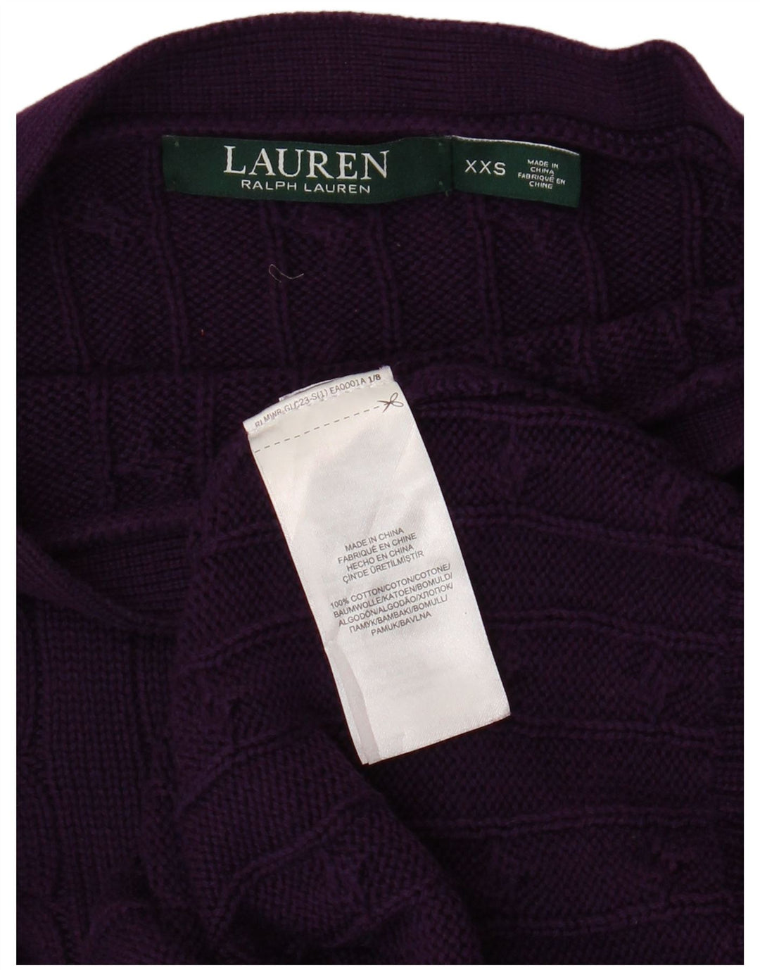 RALPH LAUREN Womens Boat Neck Jumper Sweater UK 2 2XS Purple Cotton
