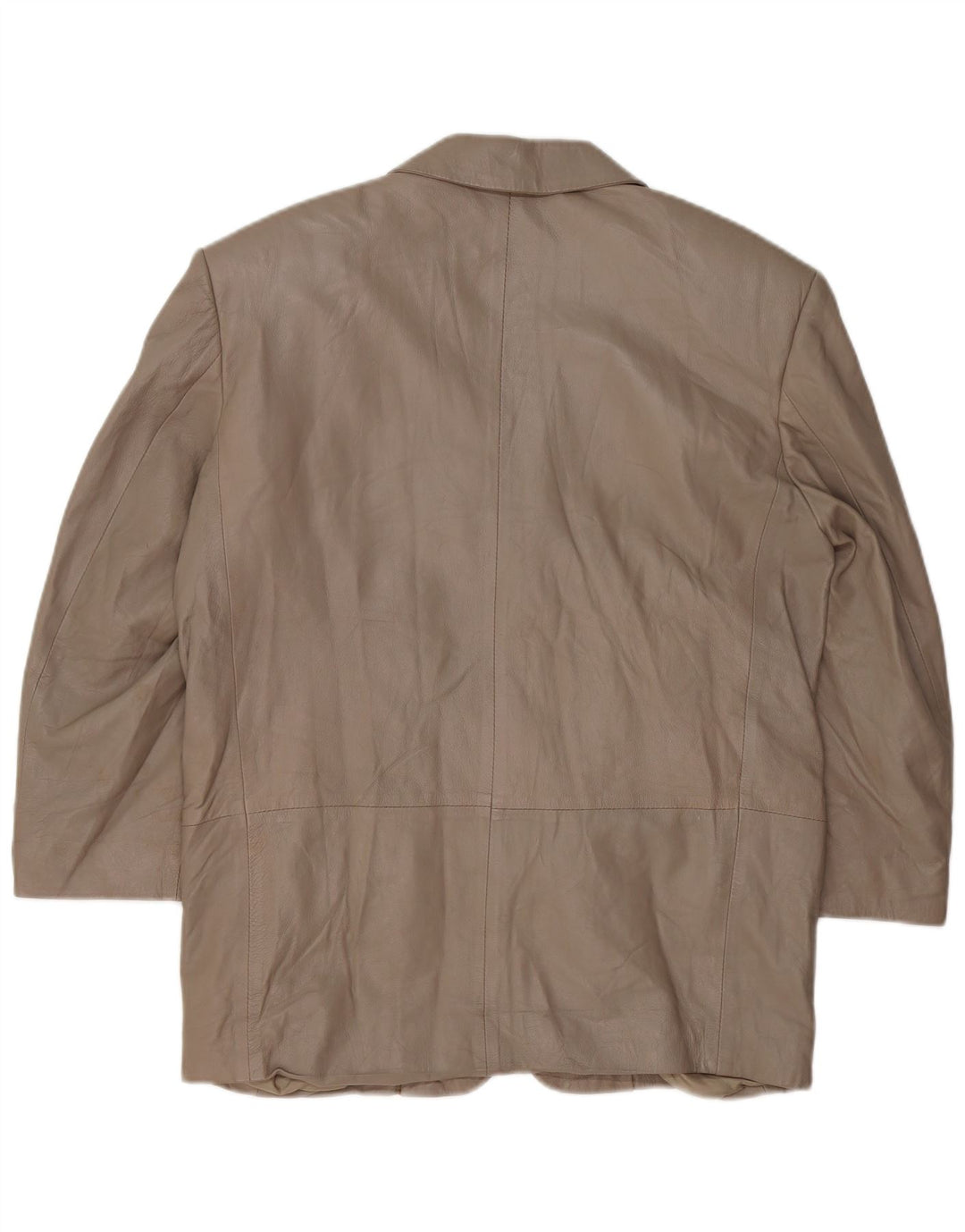 VINTAGE Womens 3 Button Leather Blazer Jacket UK 16 Large Grey Leather