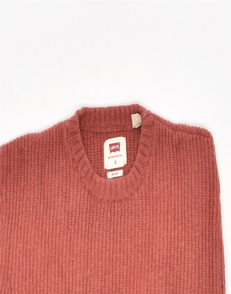 LEVI'S Womens Relaxed Fit Crew Neck Jumper Sweater UK 10 Small Maroon Wool | Vintage | Thrift | Second-Hand | Used Clothing | Messina Hembry 