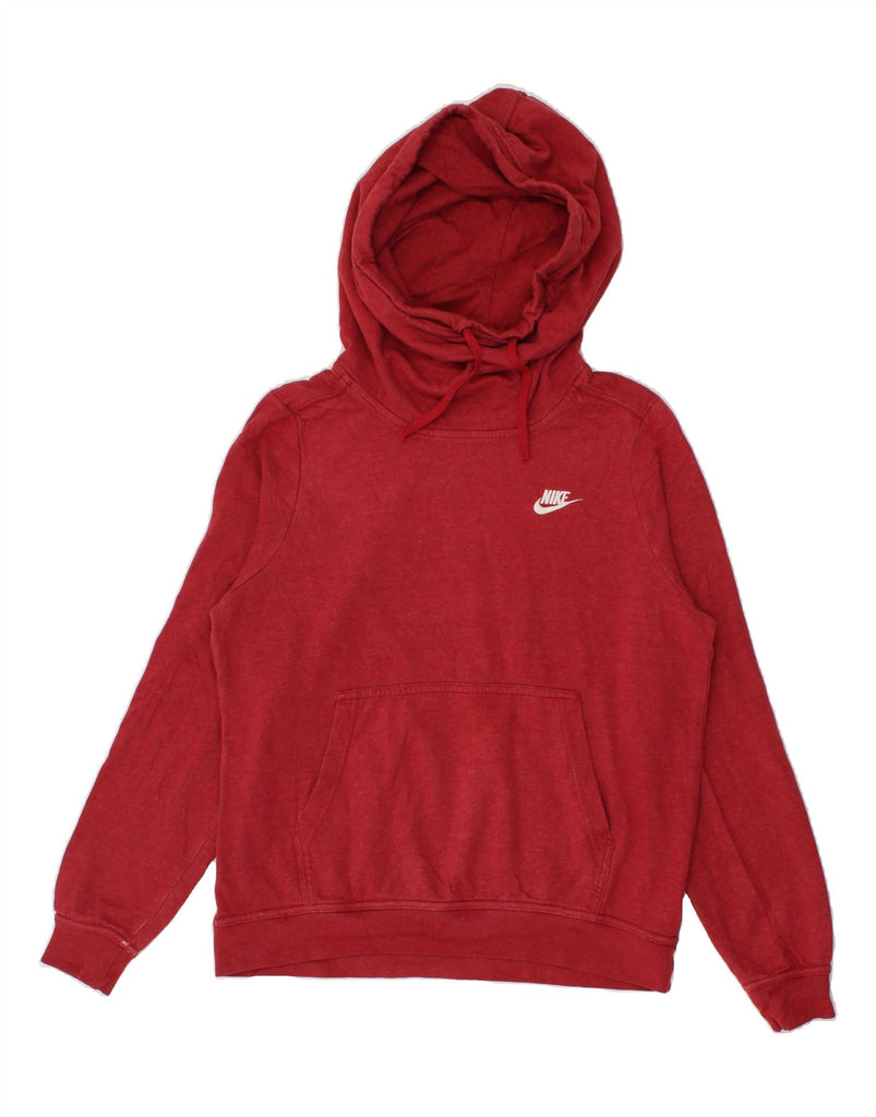 NIKE Womens Hoodie Jumper UK 14 Medium Red Cotton | Vintage Nike | Thrift | Second-Hand Nike | Used Clothing | Messina Hembry 