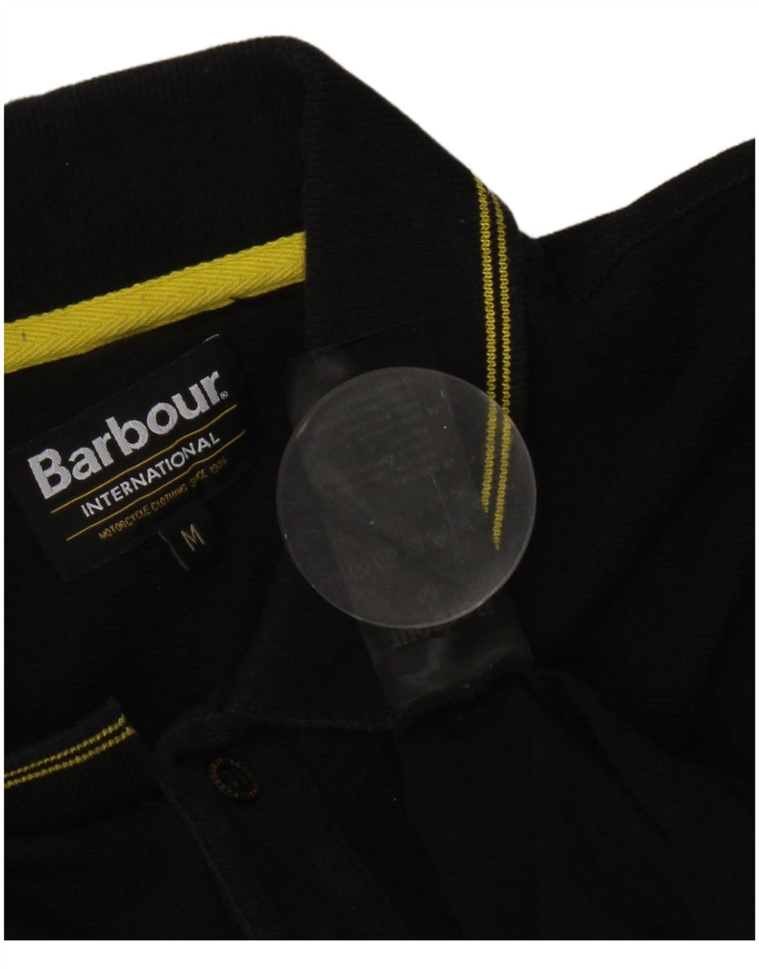 Barbour Mens Polo Shirt Medium Black Striped Cotton