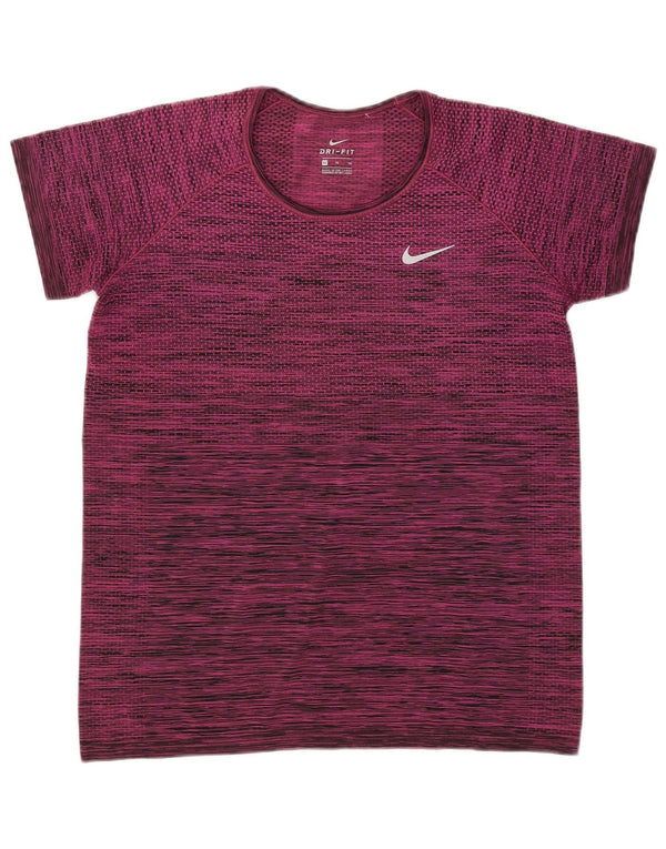 Nike Womens Dri Fit T-Shirt Top UK 18 XL Pink Flecked