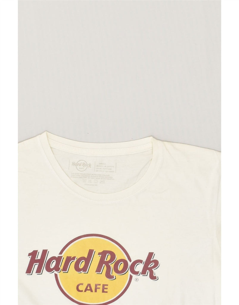 HARD ROCK CAFE Womens London Graphic T-Shirt Top UK 10 Small White Cotton | Vintage Hard Rock Cafe | Thrift | Second-Hand Hard Rock Cafe | Used Clothing | Messina Hembry 