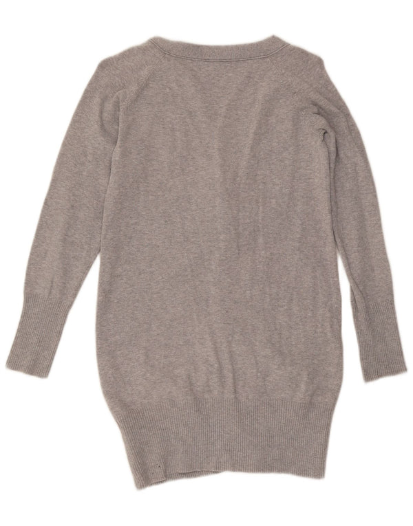 Zara Womens Cardigan Sweater UK 12 Medium Grey Flecked Cotton