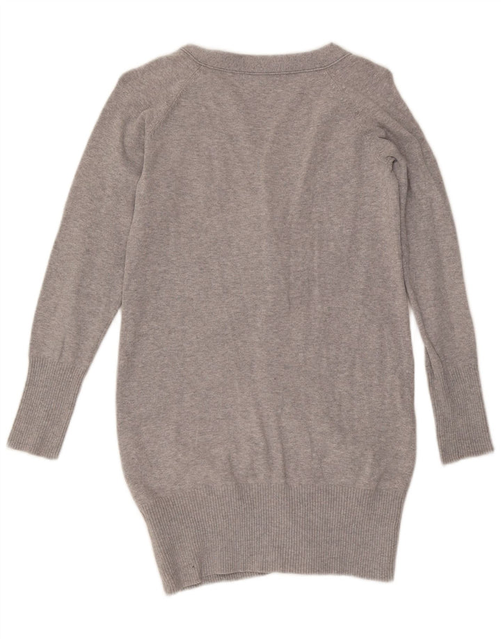 Zara Womens Cardigan Sweater UK 12 Medium Grey Flecked Cotton
