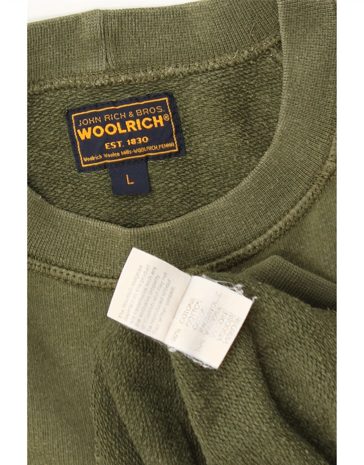 Woolrich Mens Graphic Sweatshirt Jumper Large Green Cotton