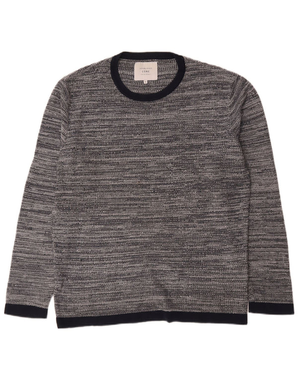 Jack & Jones Mens Crew Neck Jumper Sweater Medium Grey Flecked Cotton