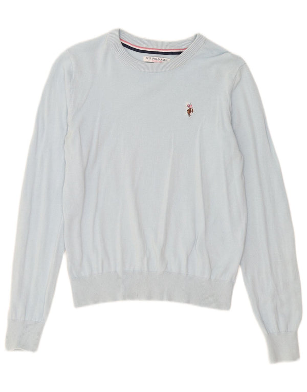 U.S. Polo Assn. Womens Boat Neck Jumper Sweater UK 10 Small Blue Cotton
