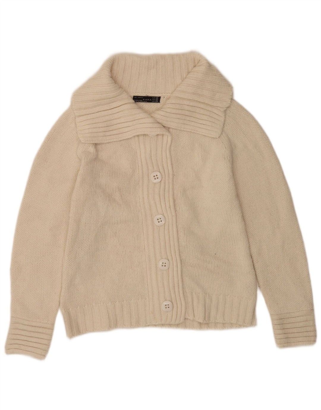 Zara Womens Cardigan Sweater UK 14 Medium Off White Acrylic