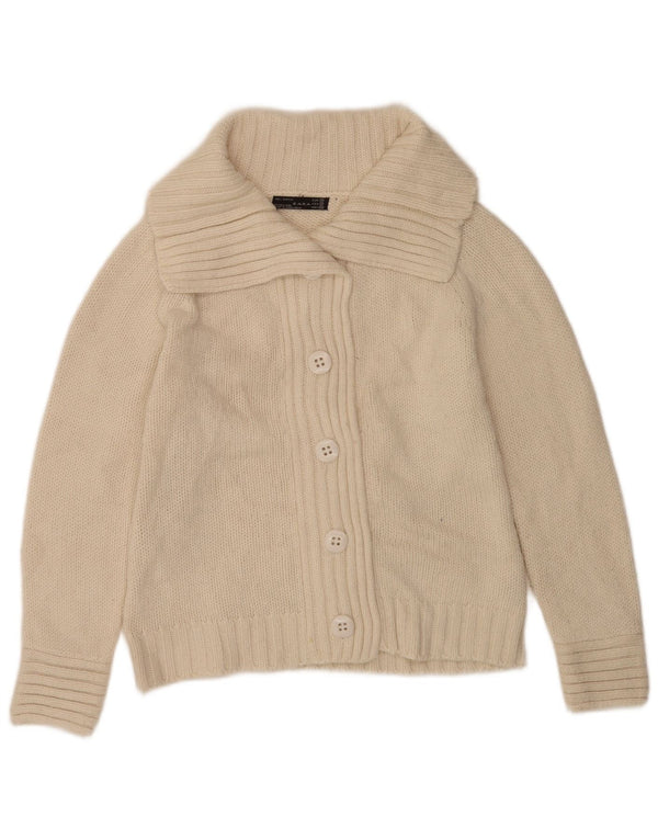 Zara Womens Cardigan Sweater UK 14 Medium Off White Acrylic