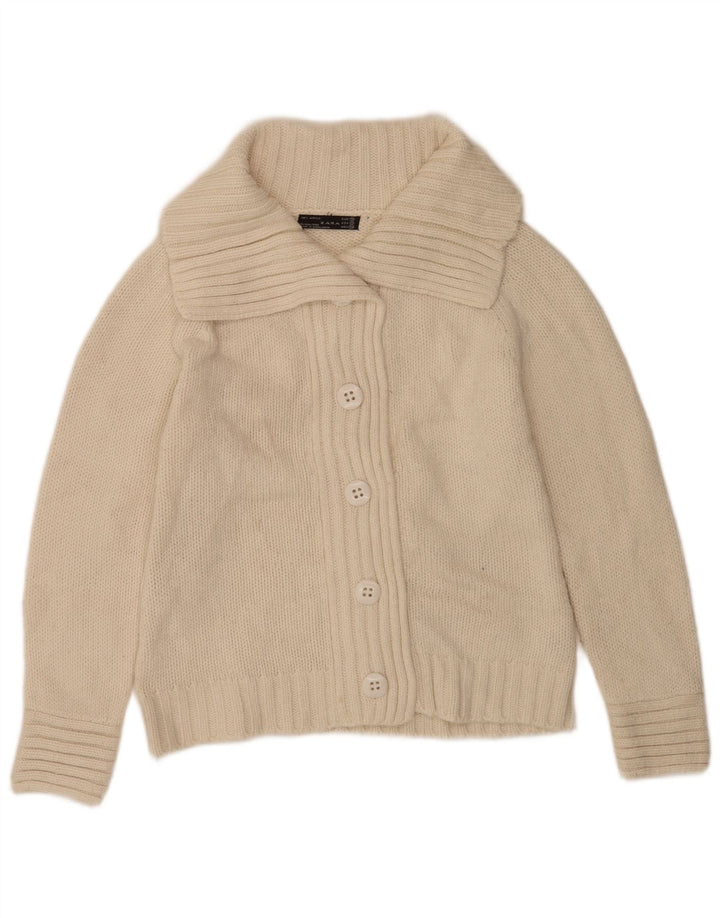 Zara Womens Cardigan Sweater UK 14 Medium Off White Acrylic