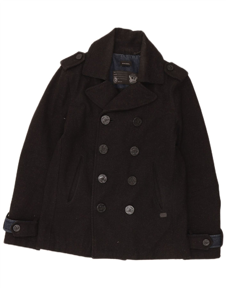 Diesel Mens Pea Coat UK 38 Medium Black Wool