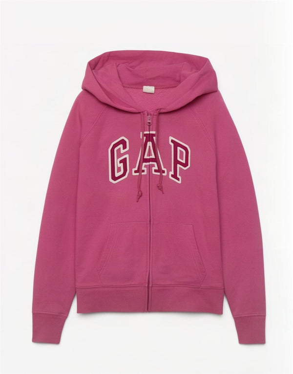 Gap Womens Graphic Zip Hoodie Sweater UK 10 Small Pink Cotton