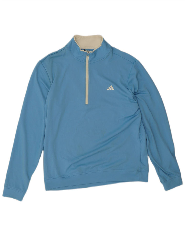 Adidas Mens Zip Neck Pullover Tracksuit Top Medium Blue Polyester