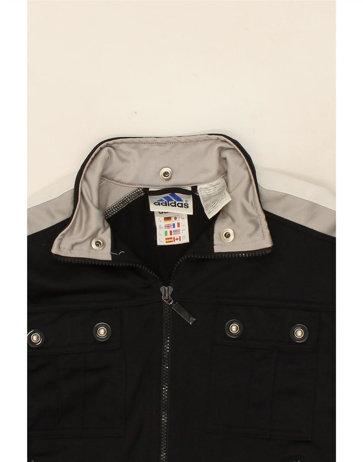 ADIDAS Boys Graphic Tracksuit Top Jacket 9-10 Years Black Colourblock Vintage Adidas and Second-Hand Adidas from Messina Hembry 