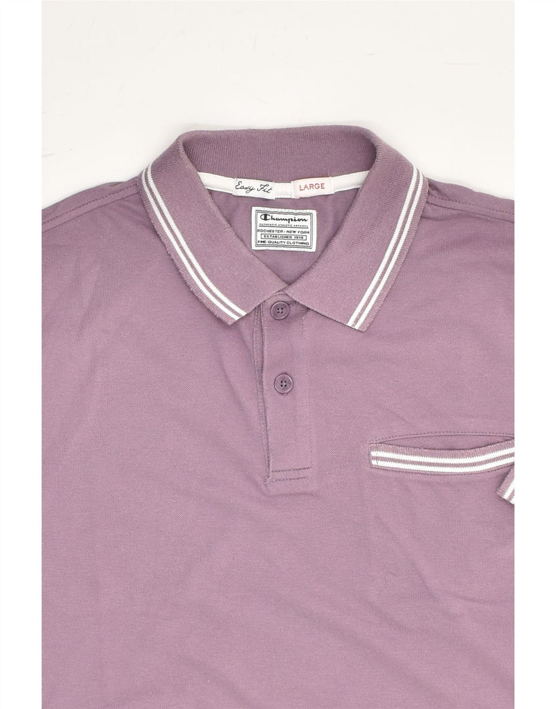 CHAMPION Mens Easy Fit Polo Shirt Large Purple Cotton | Vintage Champion | Thrift | Second-Hand Champion | Used Clothing | Messina Hembry 