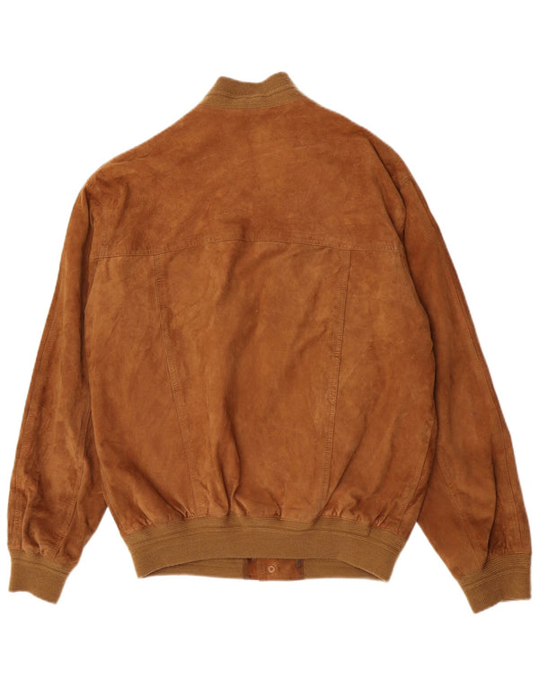 Vintage Mens Suede Bomber Jacket IT 50 Large Brown