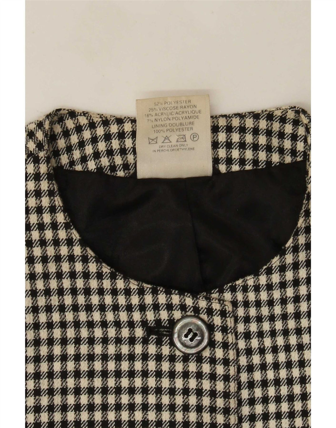ALEXON Womens Loose Fit Overcoat UK 12 Medium Black Houndstooth Polyester
