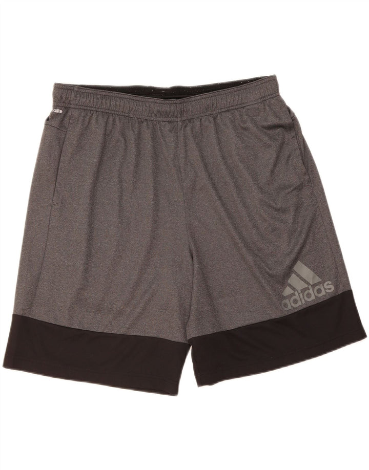 ADIDAS Mens Climalite Graphic Sport Shorts XL  Grey Colourblock Polyester
