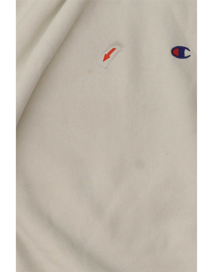 Champion Mens Reverse Weave Sweatshirt Jumper Small White Cotton