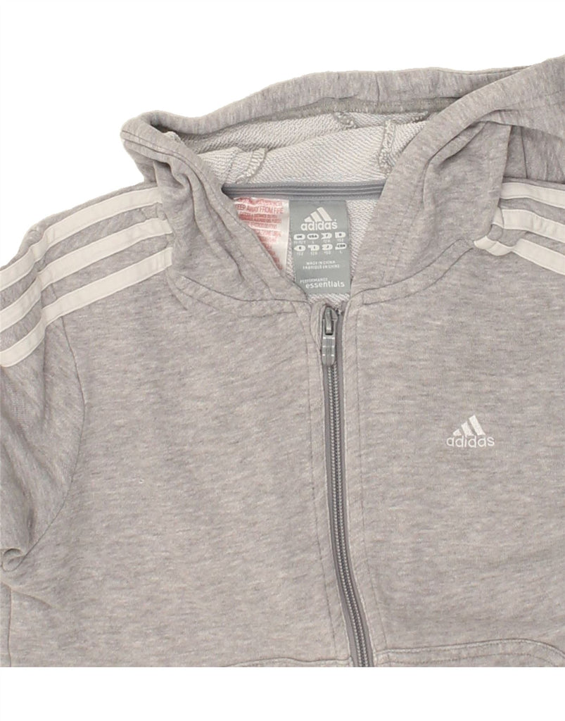 ADIDAS Boys Zip Hoodie Sweater 11-12 Years Grey Cotton | Vintage Adidas | Thrift | Second-Hand Adidas | Used Clothing | Messina Hembry 