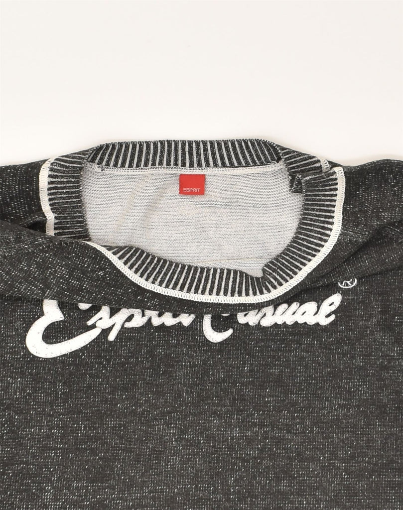 ESPRIT Womens Graphic Boat Neck Jumper Sweater UK 14 Large Grey Cotton | Vintage Esprit | Thrift | Second-Hand Esprit | Used Clothing | Messina Hembry 