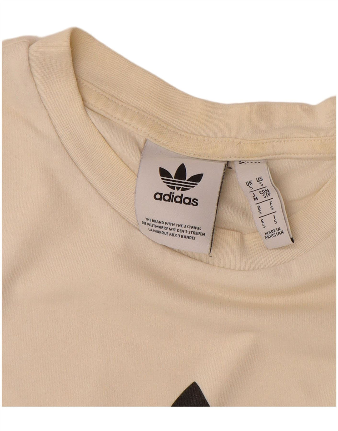 ADIDAS Mens Graphic T-Shirt Top Small Off White Cotton