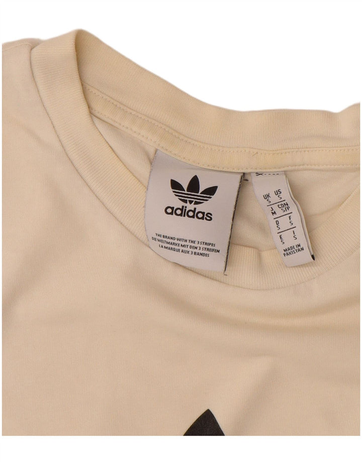 ADIDAS Mens Graphic T-Shirt Top Small Off White Cotton